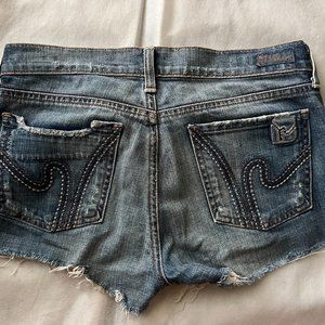 Citizens Of Humanity Denim Blue Jean Shorts Distressed Size 27